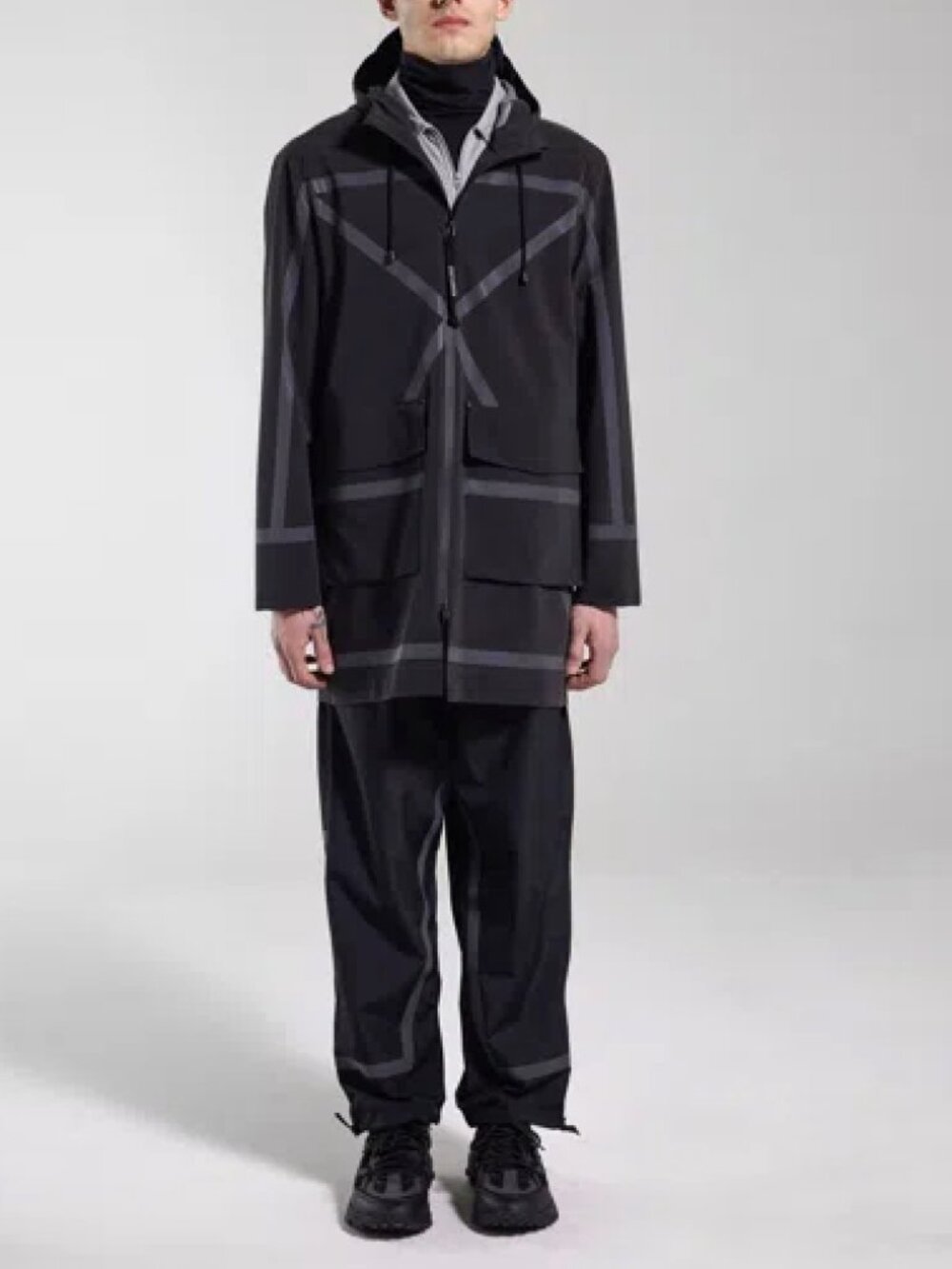 BRAND NEW Stutterheim Stockholm Tape Matte Raincoat In Black in Medium